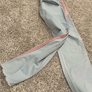 NWOT Nili Lotan Gray Cropped Pants with Pink Stripe, Size 2.